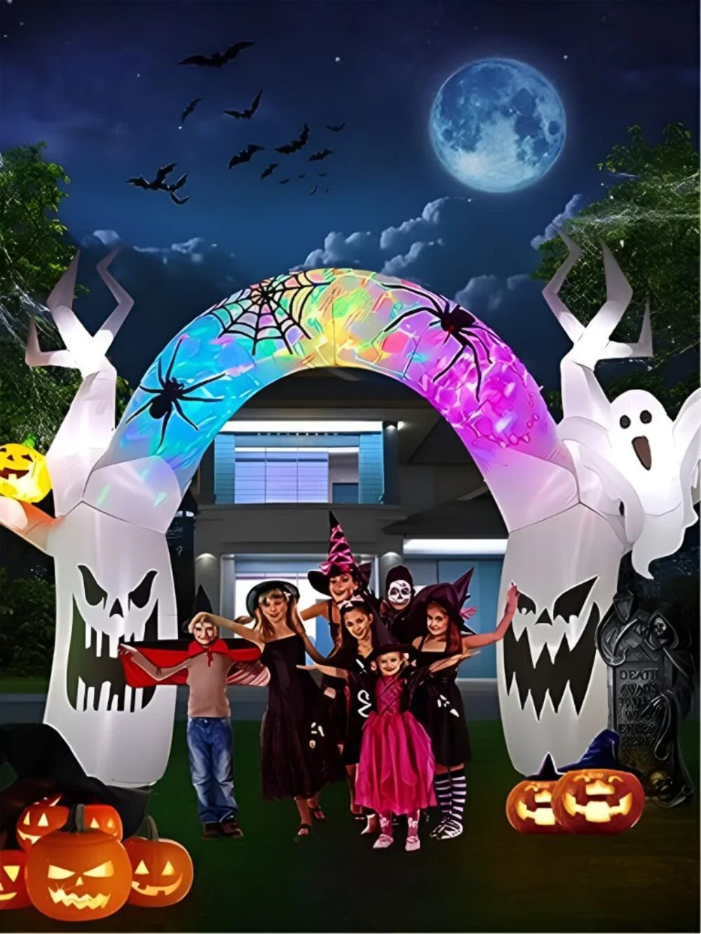 10FT Halloween Inflatable Decoration Colorful Pumpkin Ghost
